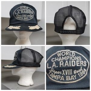 Vtg 1984 L.A. Raiders Superbowl XVIII Tampa Bay Trucker Hat Egg Scramble
